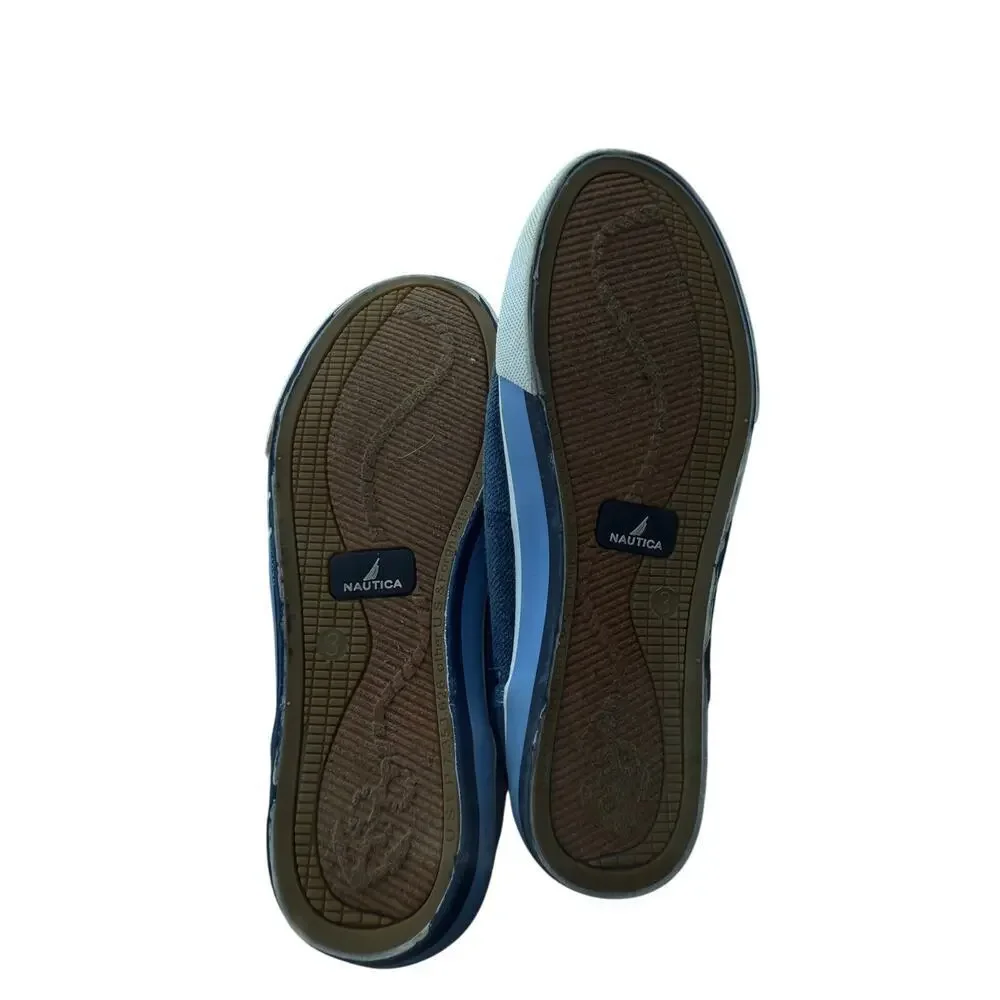 Nautica Kids Youth Size 3 Spinnaker Casual Denium Blue Canvas Boat Shoes‎